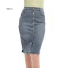 Femmes Mode Taille Haute Denim En Détresse Jeans Moulante Longue Jupe Boutons Poches Split Bandage Jeans Jupe X0522