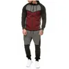 MENS Pauled Hoodies Tracksuit Hooded Zipper Manga Longa Suéter Loose Calças Masculinas Casual 2 Pcs Sport Suit X0322