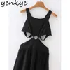 Sexig Backless Halter Dress Kvinnor Vintage Black Night Out Party Dresses Sommar Vestido 210430