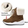 Cow Suede High Heel Ankle Boots Women Shoes Real Leather Platform Wedge Heels Snow Zip Lace Up Short Winter 210517