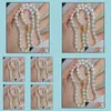 Beaded Neckor Pendants Jewelry 9-10mm White Natural Pearl Necklace 18 tum 14k Gold Clasp Womens Gift Drop Delivery 2021 39Sll