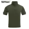 Tacvasen Mens Camouflage Tactical Koszulki Lato Krótki Rękaw Airsoft Armia Combat Koszulki Performance Tops Odzież wojskowa 210726