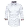 Chemises décontractées pour hommes LUCLESAM 2022 hommes mode Satin brillant soie robe chemise hommes Paisley poignets bouton à manches longues Camisas Para Hombre