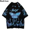 أيقونة داكنة Flame Butterfly Street Fashion T Shirt Men Men Summer Crew Neck Men S Tshirt Hip Hop Tee قمصان 210319