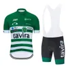 2021 New Green Tavira Summer Cycling Jersey Set Men Bib Gel Shorts 5pcs Suit Pro Team Bicycle Jersey Maillot Culotte Sport Wear246Z