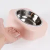 Enkel Pet Cat Dog Bowls Rostfritt Stål Design Valp Foder Basin Schnauzer Teddy Bichon Husdjur Tillbehör