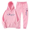 Felte con cappuccio con cappuccio per binari del logo del marchio e pantaloni da jogger da donna classici da donna quotidianamente outfit sportivi casual