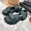 Flache Dicke Sohle Casual Sandalen Sommer Weiche Echt Leder Magic Tape Plattform Sandalen Frauen Bequeme Urlaub Schuhe 2021