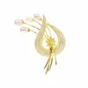SINZRY 2021 fancy jewellery elegant cubic zircon natural pearl flower brooches lady scarf accessories
