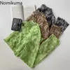 Nomikuma Tie Dye Drukowane Koszulki High Street O Neck Z Długim Rękawem Tshirts Kobieta Przeglądaj przez Casual Koreański Styl Tops Streetwear 210514