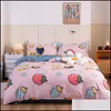 Sängkläder Supplies Hem Textiles Garden Grid 3 / 4PCS Duvet Set Blommig Polyester Tryckt Er Sheet Pillowcase för barn ADT Bed Twin Queen