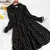 Neploe Woman Dress Höst Vinter Kläder Robe Vintage Floral Vestidos Slim Waist Temperament Chic Midi Klänningar för Kvinnor 4G577 210422