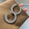 grandes pendientes de aro de diamante de imitación