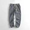 Style japonais Jogging Pantalon Hommes Épaissir Polaire Coton Homme Cordon Large Jambe Noir Gris Sports Pour Hommes