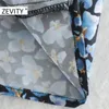 ZEVITY Kadın Fasion V Boyun Çiçek Baskı Basın Pleats Mini Elbise Ofis Bayanlar Uzun Kollu Rahat Ince Ruffles Vestido DS4603 210603