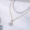Pendentif Colliers Zovoli Collier de perles en couches pour femmes avec chaîne mince en or Big ras du cou bijoux minimalistes une pièce