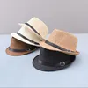 Szeroki Brim Kapelusze Moda Plaża Słomkowy Kapelusz Jazz Outdoor White Panama Cap Kobiety Mężczyźni Lady Fedora Top Słońce Czapki Oddychający Casual Bowler