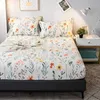 Bonenjoy 1 pc 100%Cotton Bed Sheet with Elastic Queen Size Floral Style Sheets on Elastic drap de lit 180x200cm Bedsheet Cotton 210626