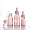2022 new 5ml 10ml 20ml 30ml 50ml 100ml Clear Pink Glass Dropper Bottle serum essential oil perfume Bottles with reagent pipette