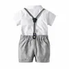 Completi di abbigliamento Gentleman Baby Boy Summer Suit Fashion 0-24 mesi Infant Party Battesimo Natale Kids Boys Clothes 3Pcs