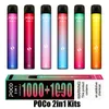 Original Poco 2in1 스위치 일회용 전자 담배 장치 키트 1000 + 1000 퍼프 950mAh 배터리 3 + 3ml 프리 쿼리 카트리지 포드 스틱 vape 펜 vs xtra plus