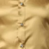 メンズゴールド光沢のあるサテンシルクのようなドレスシャツ滑らかなカジュアルダンスパーティー長袖のしわを無料でタキシードシャツメンズキシジー210522