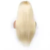 # 613 스트레이트 머리 13x4 레이스 프론트 버진 인간의 머리 가발 브라질 금발 가발 표백 된 매듭 아기 머리 150 % 밀도와 함께 미리 뽑아