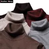 6-Color Turtleneck Sweater Masculino Outono e Inverno Estilo Moda Casual Slim Fit Color Sólido Warmth Pullover Marca 210918