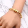 Lyxig kristall smycken topp titan stål armband Bangles guld färg varumärke skruv avdrag Kärlek Charm Armband för kvinnor Q0719