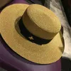 Chapeaux de soleil Petit chapeau de paille d'abeille européen et américain rétro chapeau tressé en or femme protection solaire en vrac parasol casquette plate visières chapeaux 210206f