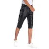 Thoshine Marka Letnie Mężczyźni Skórzane Szorty Elastyczne Krótkie Spodnie Męskie Moda Pu 210716
