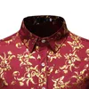 Печатная флористическая повседневная рубашка с длинным рукавом мужская металлическая мода ночной клуб Party Slim Button Men's рубашка CamiSas Hombre 210524
