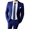 Ceketler + Pantolon / 2019 Yeni High-end Marka Damat Gelinlik Resmi Suit 2 Parça / Erkek Katı Renk Ince Iş Rahat Takım Elbise X0909