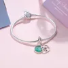 2019 Novo 925 Prata Sereia Dangle com verde esmalte Bead charme único europeu Pandora Pulseiras charme jóias