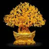 Decorative Objects & Figurines Lucky Money Tree Chinese Gold Ingot Crystal Fortune Ornament Wealth Home Office Table Decoration Tabletop Cra