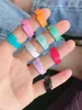 10Pcs 2021 Summer Fashion Simple Design Enamel Colorful Size Finger Rings Candy Color Jewelry Ring For Women