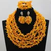 Örhängen halsband 6 rader kristall pärlor korall smycken nigerianska bröllop tillbehör afrikansk kostym set alj756
