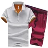2023 sport costume hommes Slim Polo T-shirt Shorts costume décontracté solide sport costume hommes décontracté haut et pantalon maillot de corps Y0831
