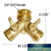 Garden Hose Y Valve Connectors Brass Hose Splitter Brass Y Valve Water Garden Hose Adapter 2 Way Y Valve Presure Washer Factory pr4196485