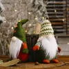 Nyår god jul hängsmycke ansiktslös Santa grön gnome plysch docka prydnad xmas träd bord dekoration barn leksaker gåva