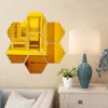 Espelho hexagonal 3d adesivo acrílico decoração de parede acessórios de decoração para sala de estar arte papel de parede adesivos fornecer personalidade única 12 pçs/conjunto
