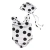 2021 Girl Dots Swimsuit Dzieci Polka Dot Ruffle Spa Beach Swimwear Słodkie Dzieci One Piece Swim Siatek Kid Suits C6982