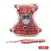 Cat Collars & Leads Large Plaid Chest Back Traction Rope Bow Net Pet Chain And Dog Harness