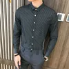 Camicia a righe da uomo manica lunga slim fit casual camicie eleganti coreano streetwear social night club party blusa camisa masculina 210527