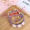 Bohemian Holiday Wind Colored Wax Thread Hand Woven Shell Beads Set Bracelet