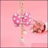 Keychains Fashion Accessories 6 Color Key Chain Cartoon Dot Bow Pearl Keyring Pendant Car Bag Ornament Parts Toy Drop Delivery 2021 T4Xp2