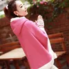 Japoński Kawaii Cloak Kobiety Jesień Zima Z Kapturem Poncho Cape Płaszcz Dziewczyny Wyściełane Cute Sweter Capes Femme Szal 23422 210519