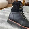 Designer- Flat Botas Mulheres Moda Lã De Couro tornozelo Caminhada Boot Senhoras Carta Imprimir Inverno Booted Sapatos