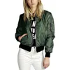 İlkbahar Sonbahar Kadın İnce Ceketler Tops MA1 Temel Bombacı Ceket Uzun Kollu Ceket Rahat Standı Yaka Slim Fit Giyim 210607