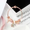 Original S Fashion S925 Zilver Rose Goud Bedel Kralen Hart Slot Armbanden Vrouwen Ketting Brief Armbanden Sieraden Vakantie Cadeau Bangle8500185